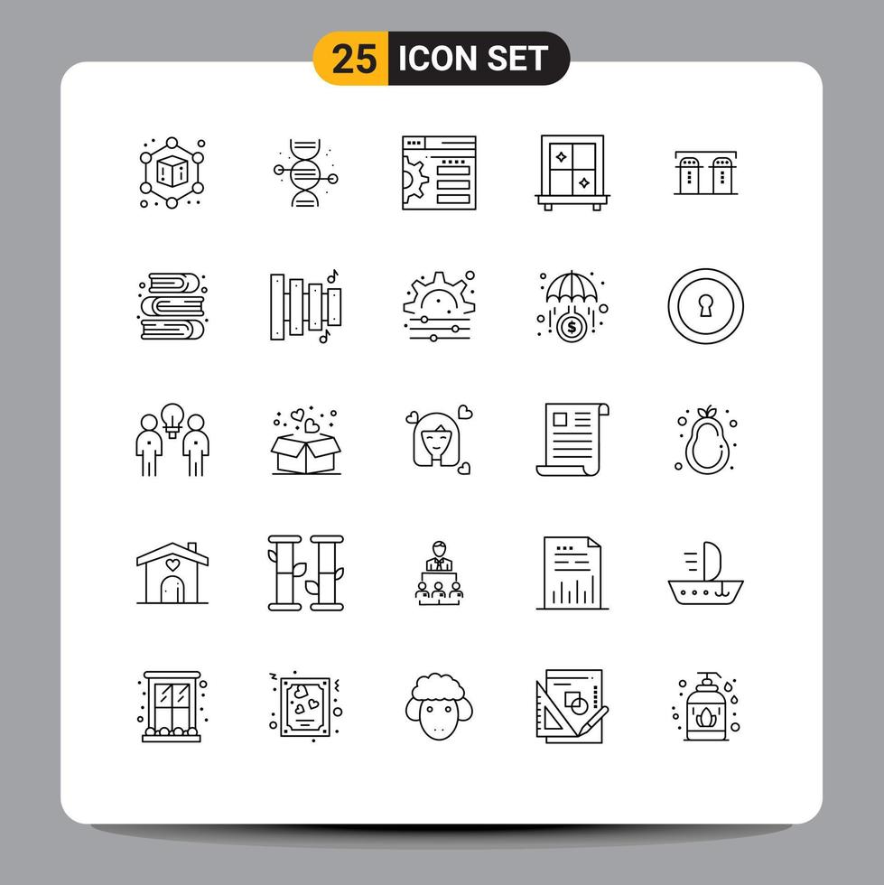 25 Universal Line Signs Symbols of paint art web spices paper Editable Vector Design Elements