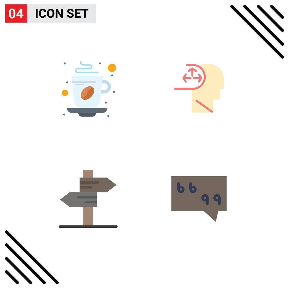 User Interface Pack of 4 Basic Flat Icons of cup direction coffee disorder love Editable Vector Design Elements
