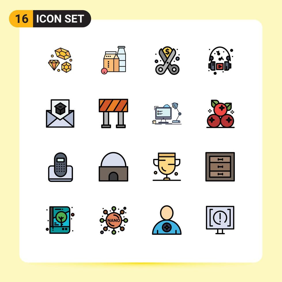 paquete de iconos de vectores de stock de 16 signos y símbolos de línea para los costos de los auriculares de comunicación gastos de pasatiempo elementos de diseño de vectores creativos editables
