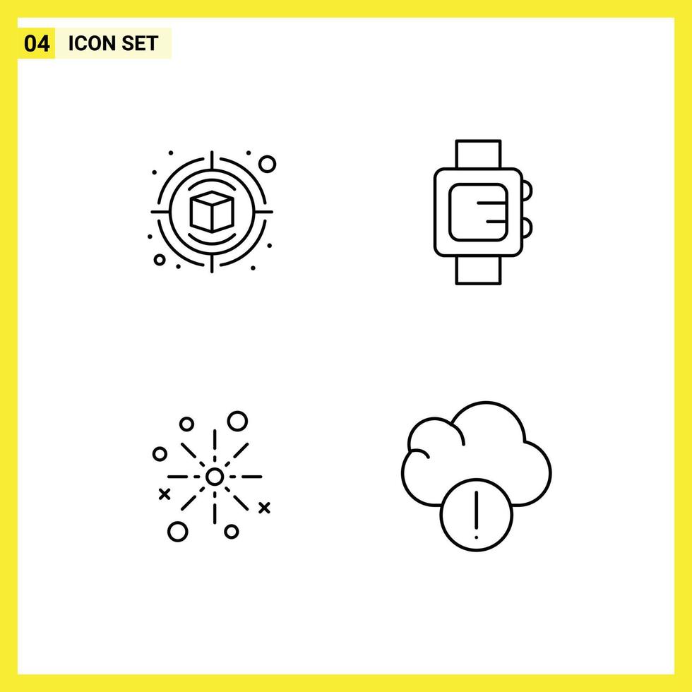 Set of 4 Modern UI Icons Symbols Signs for campaign celebrate thinking school diwali Editable Vector Design Elements