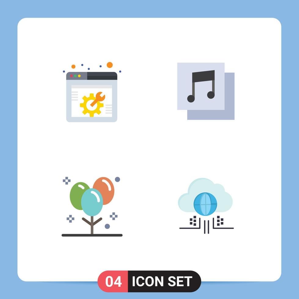 conjunto de 4 iconos modernos de la interfaz de usuario signos de símbolos para la decoración de la llave inglesa elementos de diseño vectorial editables de la fiesta musical de la página web vector