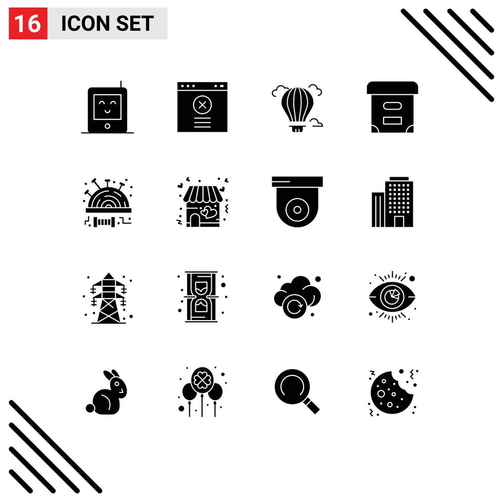 Editable Vector Line Pack of 16 Simple Solid Glyphs of love sew air pincushion documents Editable Vector Design Elements