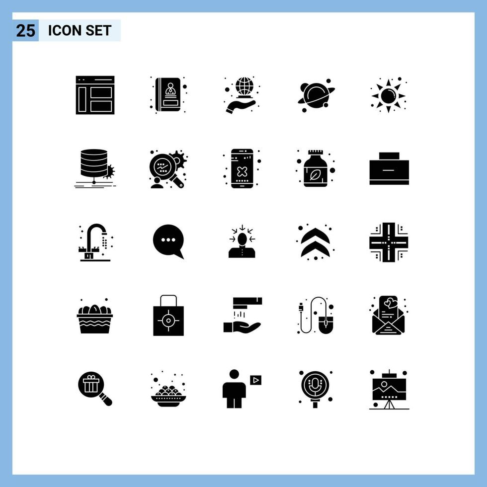 25 Solid Glyph concept for Websites Mobile and Apps rise space coverage science physics Editable Vector Design Elements