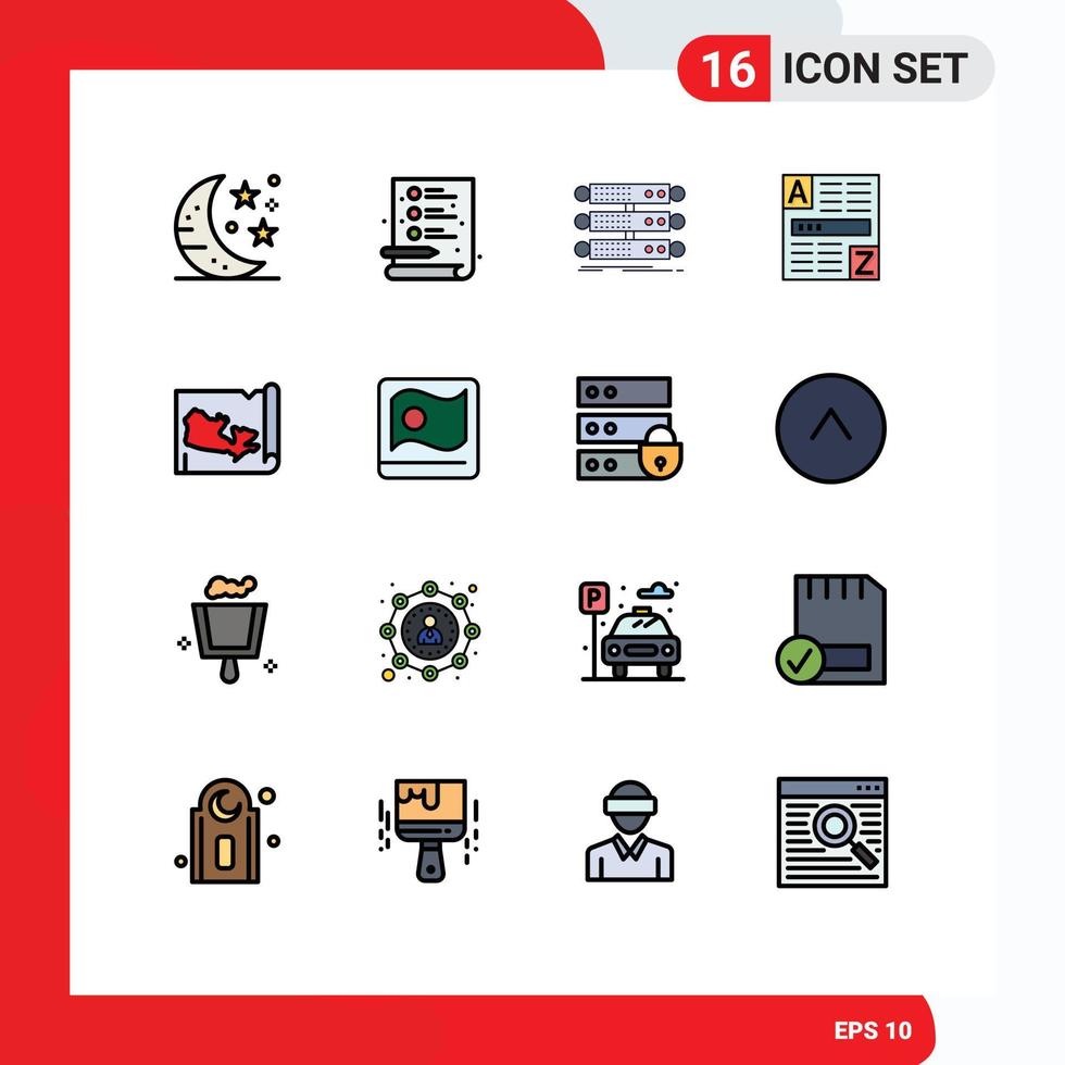 16 Flat Color Filled Line concept for Websites Mobile and Apps world internet structure code browser Editable Creative Vector Design Elements