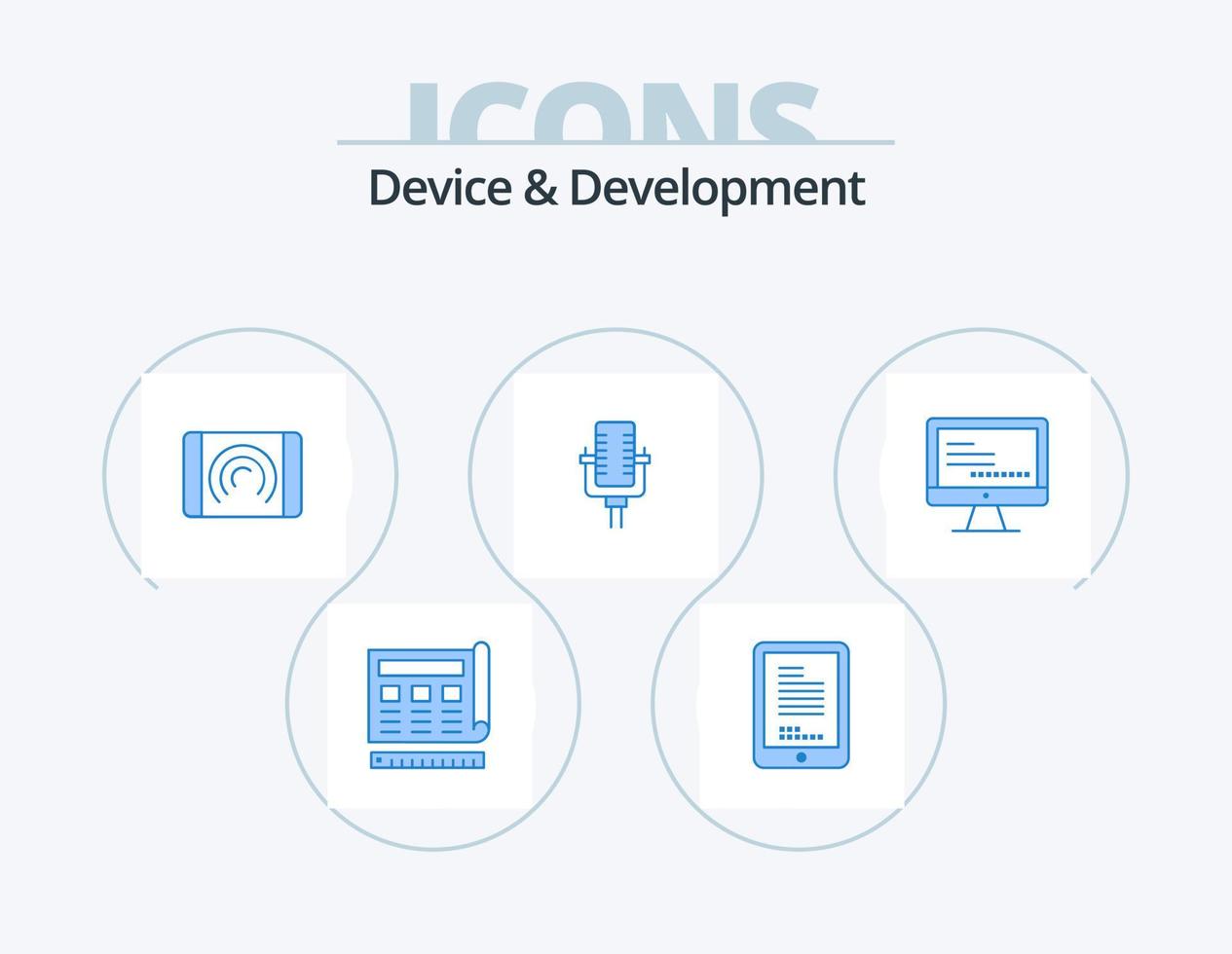 Device And Development Blue Icon Pack 5 Icon Design. computer. record. cell. multimedia. interface vector