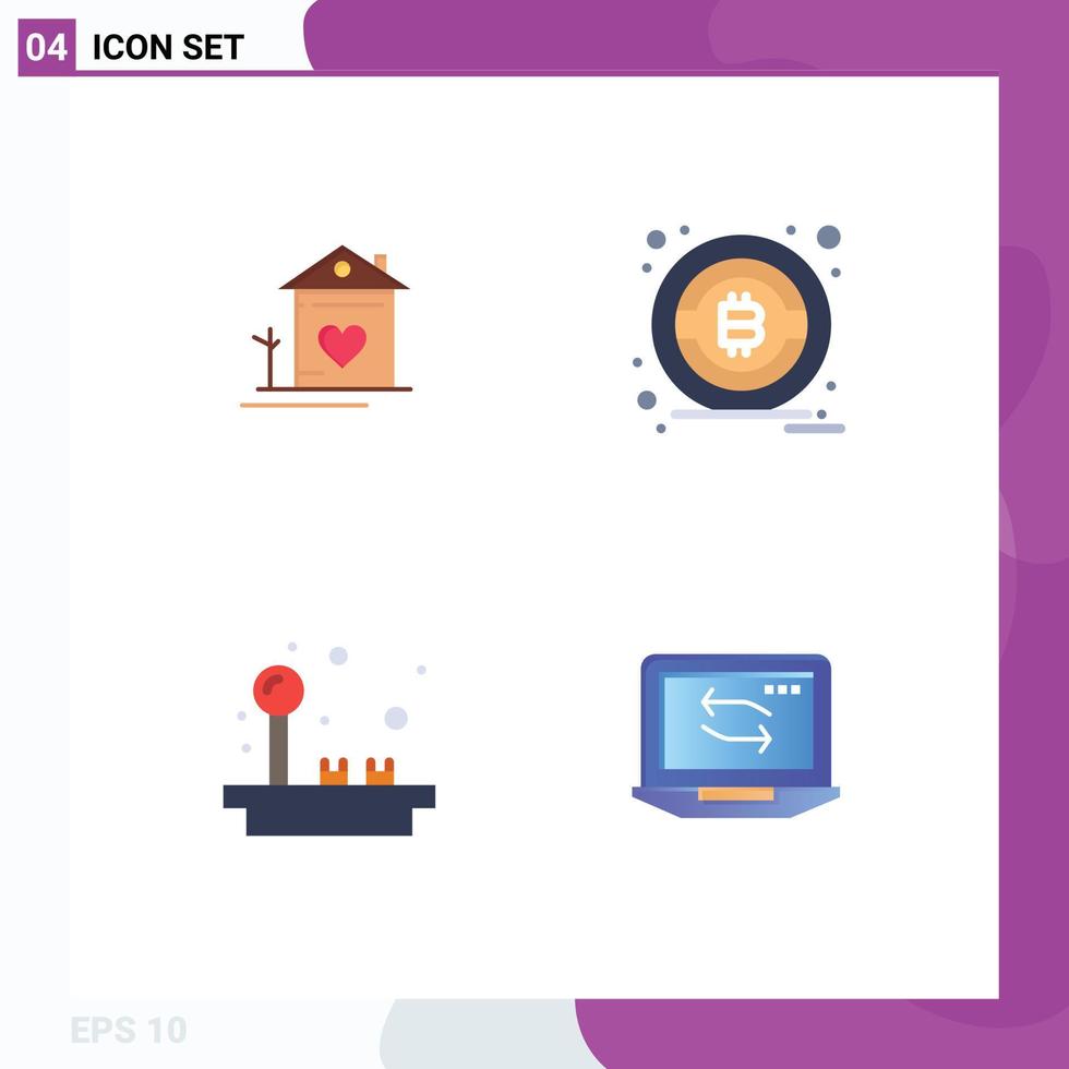 4 Flat Icon concept for Websites Mobile and Apps home game couple btc computer Editable Vector Design Elements