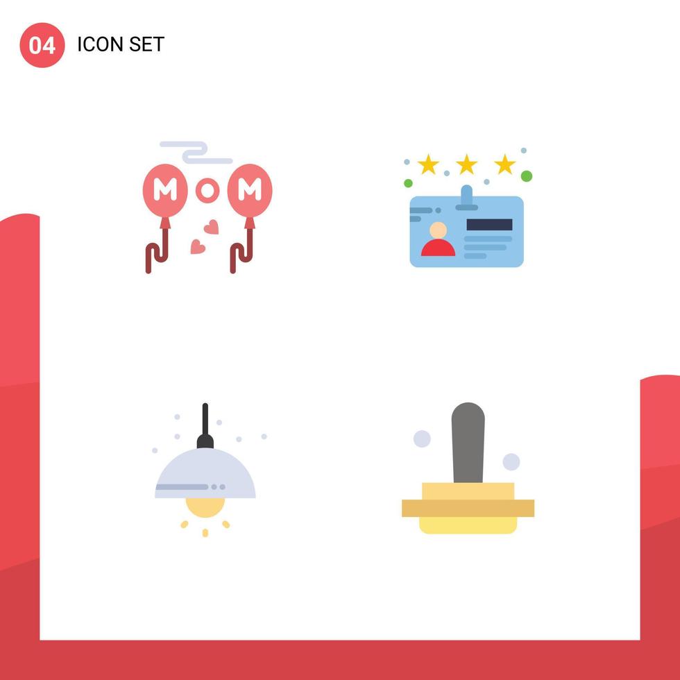 Modern Set of 4 Flat Icons Pictograph of balloons lump fly license business Editable Vector Design Elements