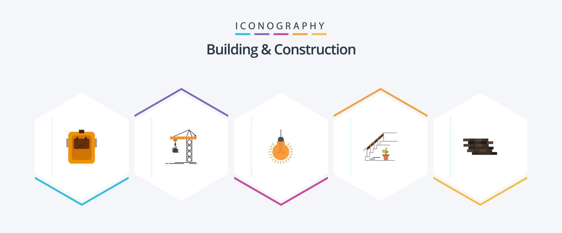 Building And Construction 25 Flat icon pack including floor. stairs. constructing. suggestion. idea vector