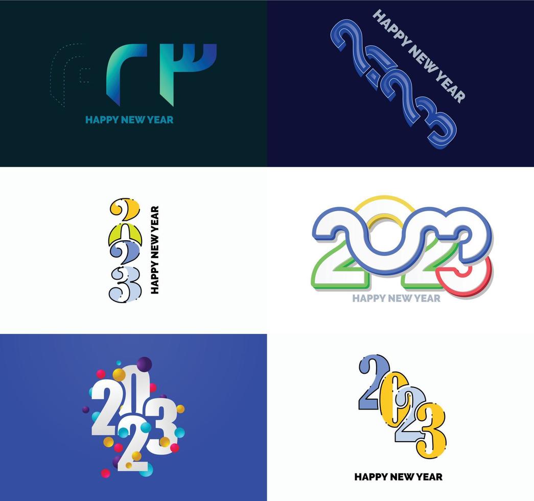 Big Collection of 2023 Happy New Year symbols Cover of business diary for 2023 with wishes vector