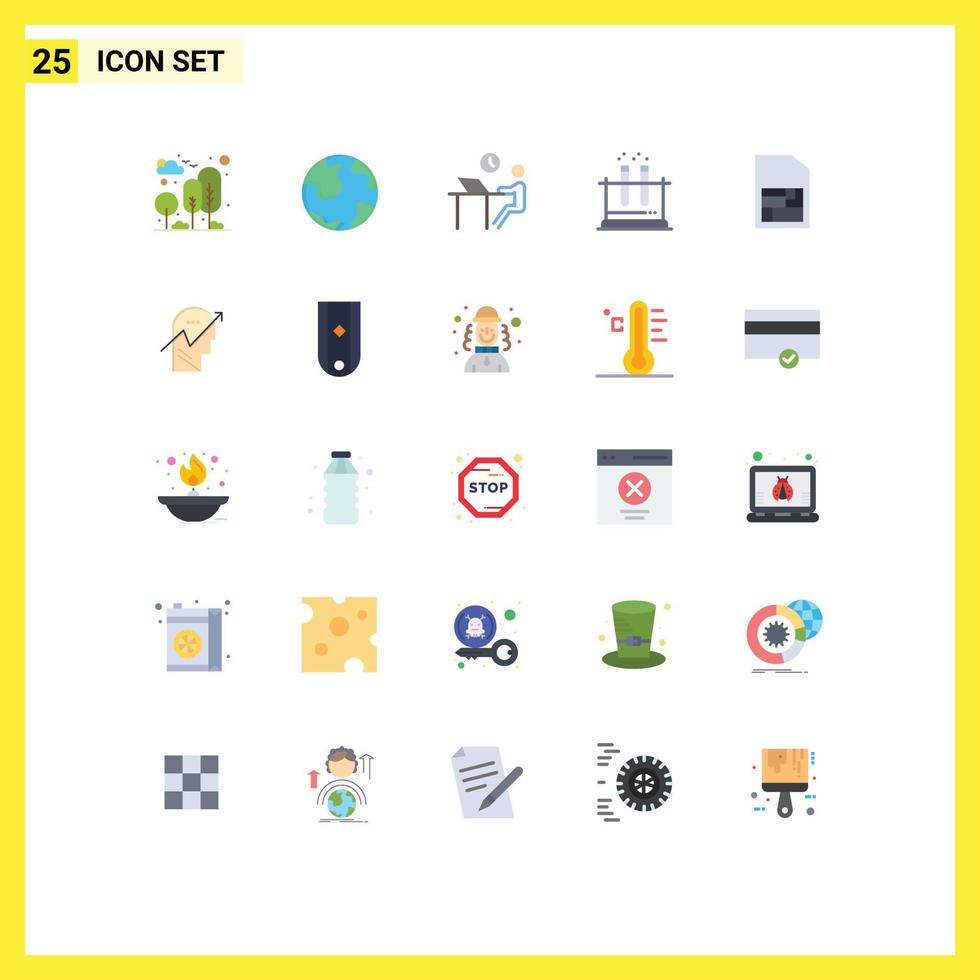 Modern Set of 25 Flat Colors and symbols such as tube lab geography staff office Editable Vector Design Elements