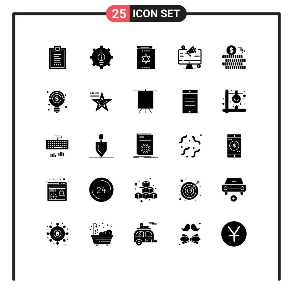 paquete de iconos de vectores de stock de 25 signos y símbolos de línea para el servicio de marketing de anuncios elementos de diseño de vectores editables mágicos mágicos