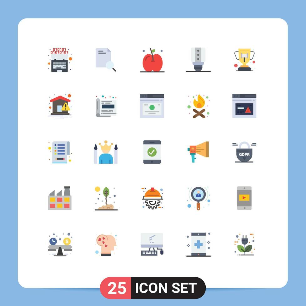 Flat Color Pack of 25 Universal Symbols of court auction reward apple achievement led Editable Vector Design Elements