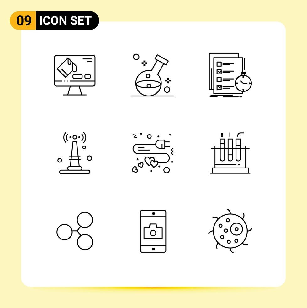 9 Universal Outline Signs Symbols of things iot medical internet check Editable Vector Design Elements
