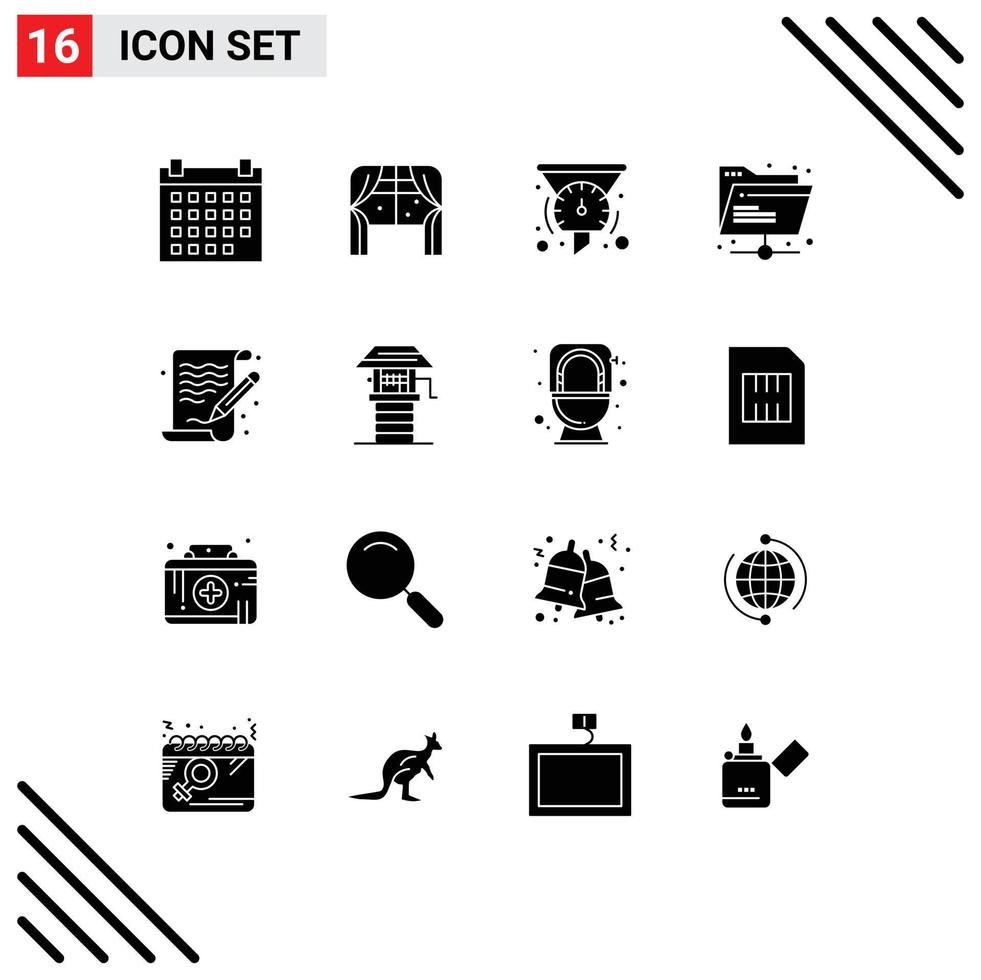 Pictogram Set of 16 Simple Solid Glyphs of art network filter internet performance Editable Vector Design Elements