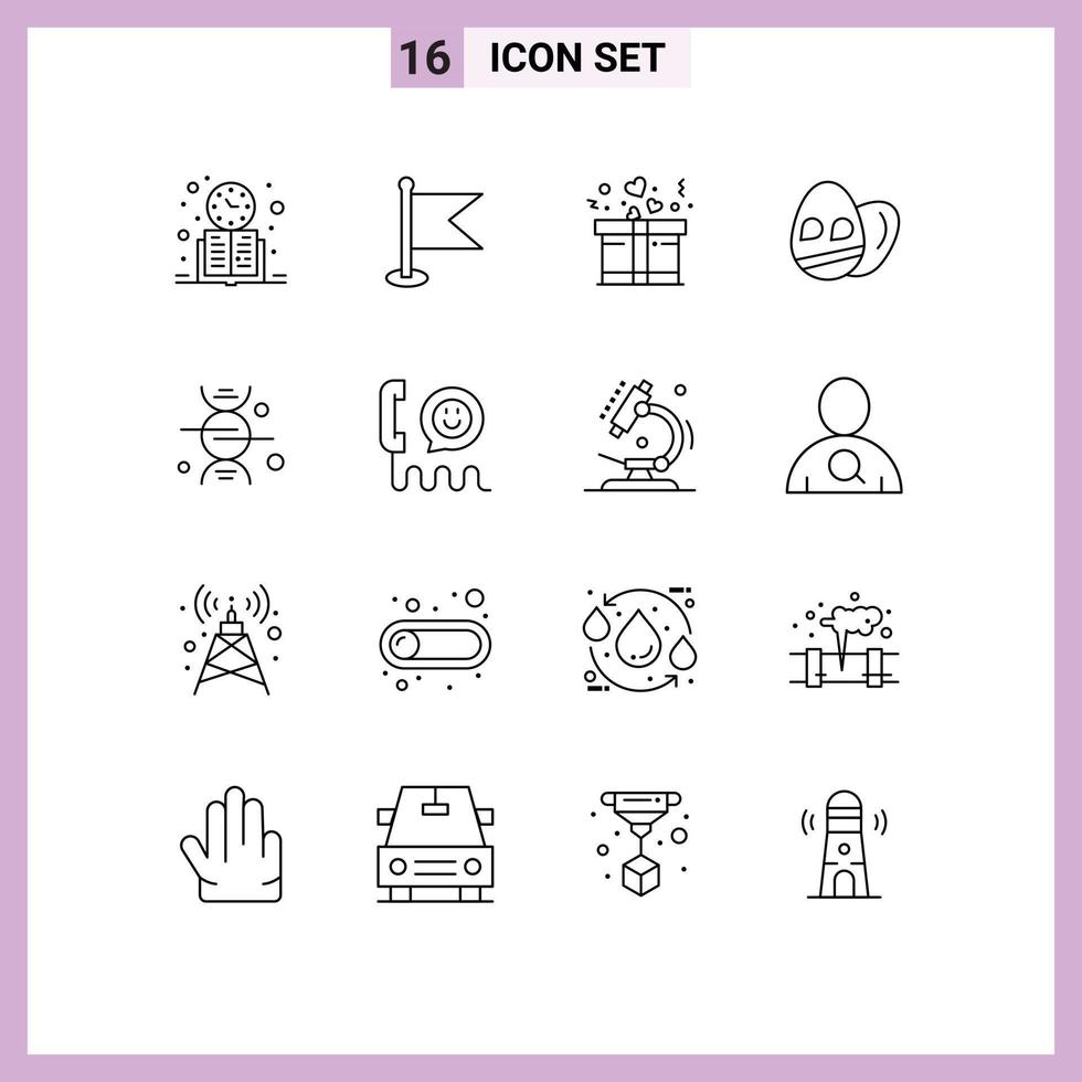 Modern Set of 16 Outlines and symbols such as healthcare adn world holiday egg Editable Vector Design Elements