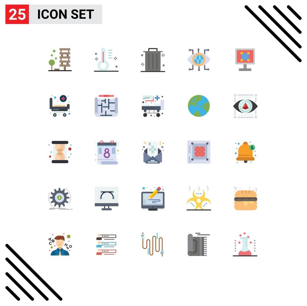 Group of 25 Modern Flat Colors Set for graphics vision temperature technology data Editable Vector Design Elements