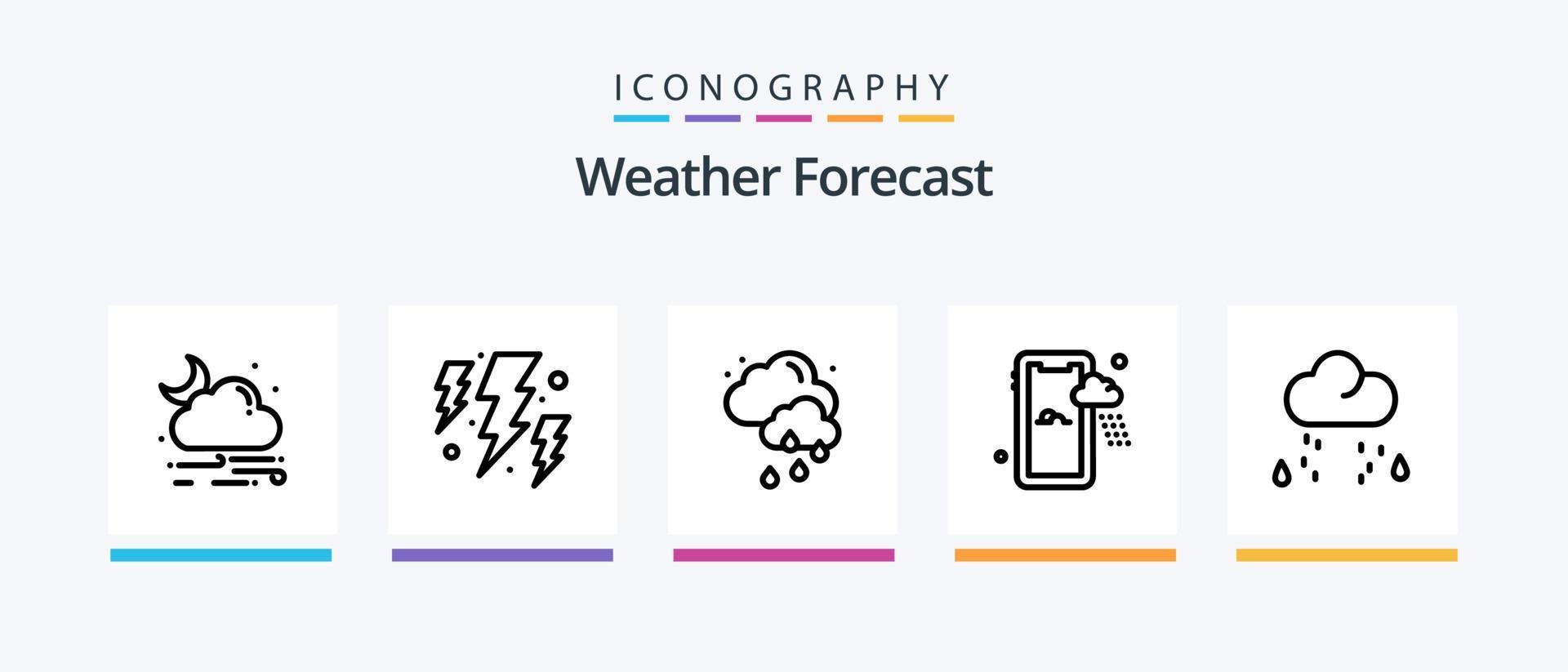 Weather Line 5 Icon Pack Including rainy. weather. weather. lightning. weather. Creative Icons Design vector