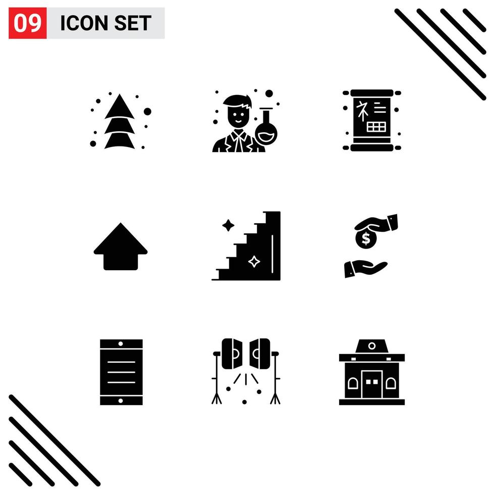 9 Creative Icons Modern Signs and Symbols of stairs floor chinese upload arrow Editable Vector Design Elements