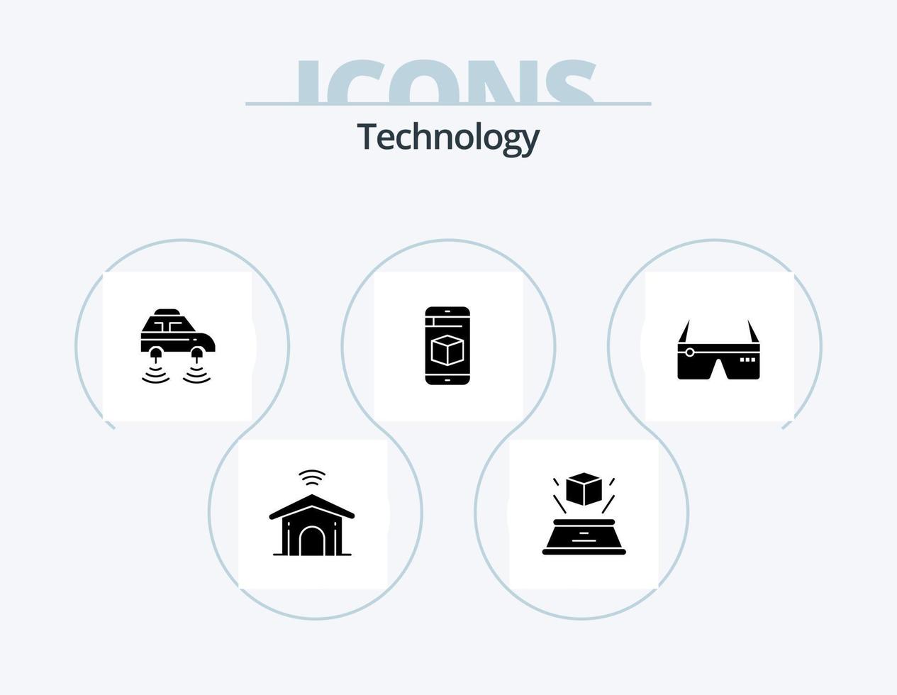 Technology Glyph Icon Pack 5 Icon Design. technology. cell. presentation. mobile. smart vector