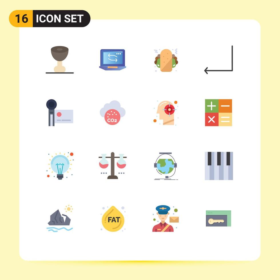 16 Creative Icons Modern Signs and Symbols of video camera handycam fast food digital camera enter Editable Pack of Creative Vector Design Elements