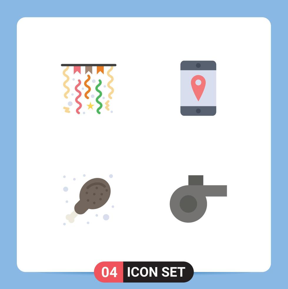 Modern Set of 4 Flat Icons Pictograph of christmas sport mobile chicken 5 Editable Vector Design Elements