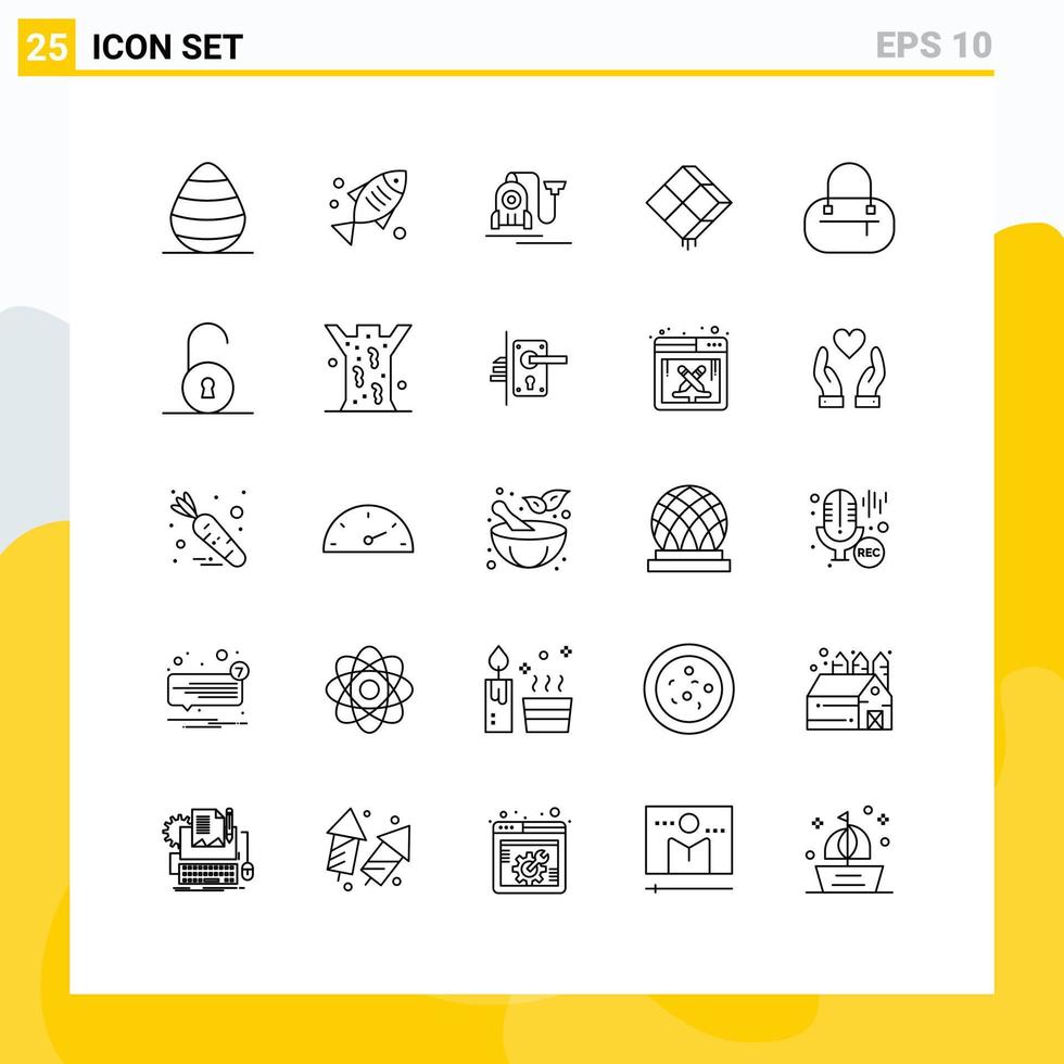 25 Universal Line Signs Symbols of bag ramadhan vacuum hanging decoration Editable Vector Design Elements