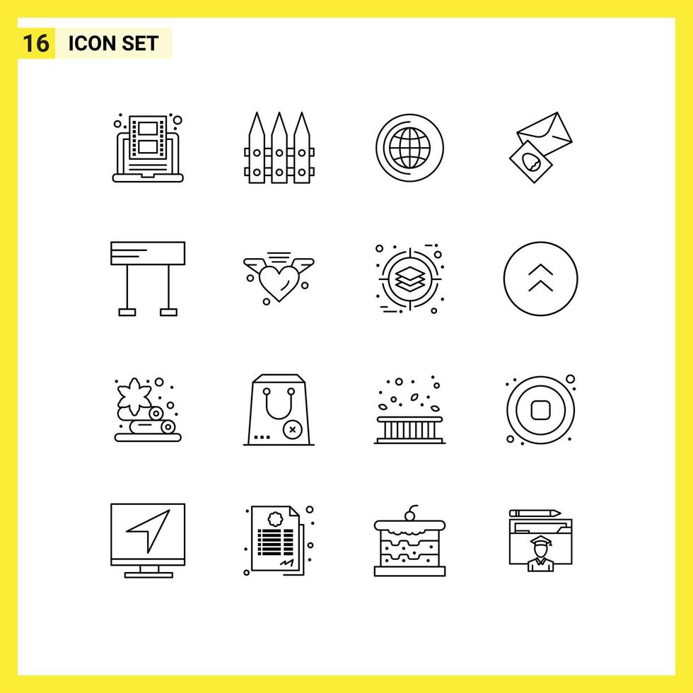 Set of 16 Modern UI Icons Symbols Signs for line easter spring egg massege Editable Vector Design Elements