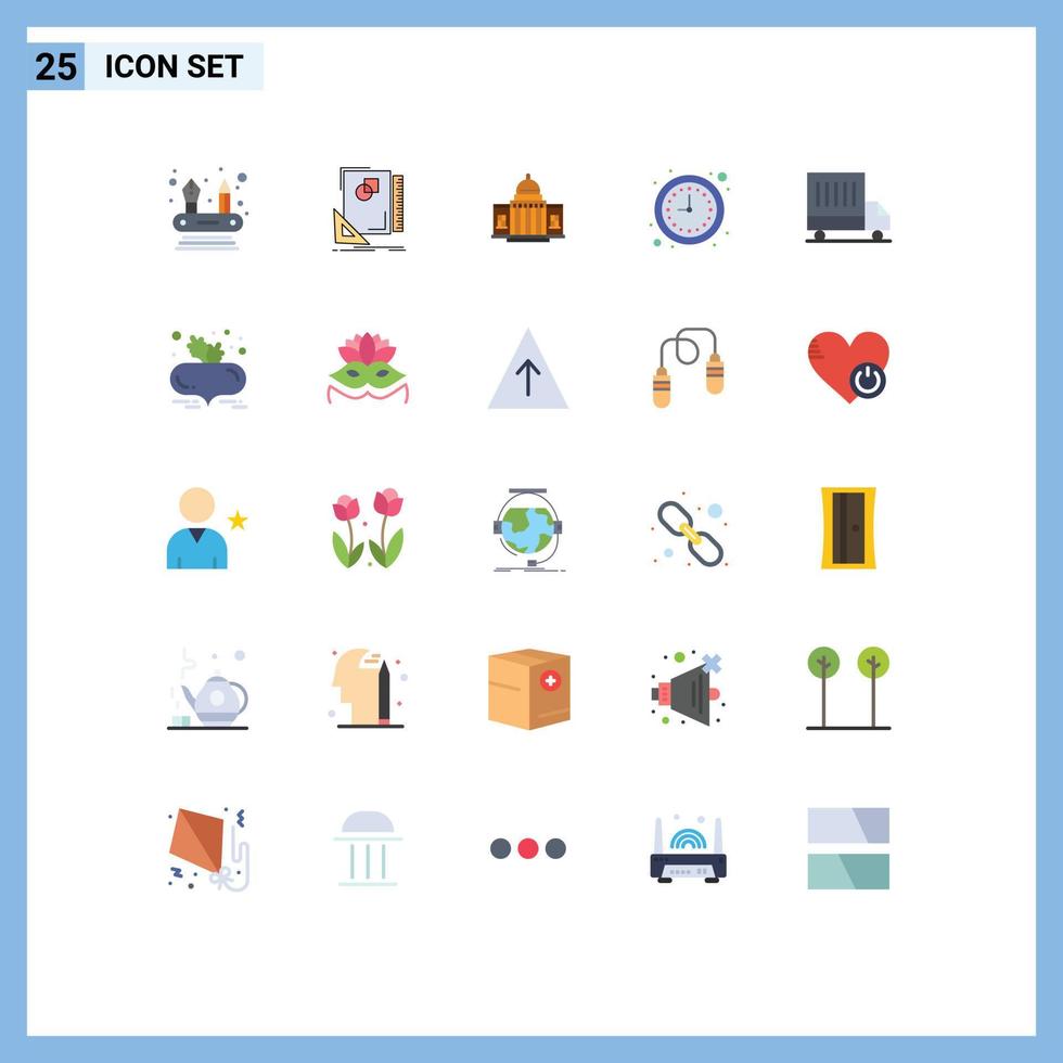 User Interface Pack of 25 Basic Flat Colors of time business whtiehouse place architecture Editable Vector Design Elements