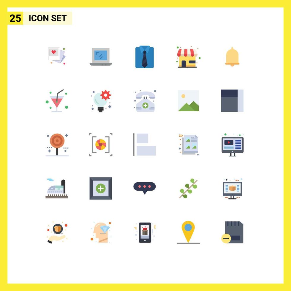 Universal Icon Symbols Group of 25 Modern Flat Colors of notification alert dad store market store Editable Vector Design Elements