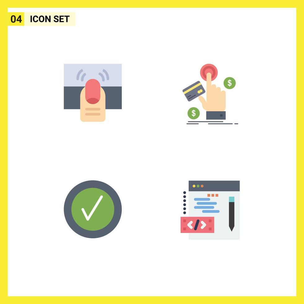4 User Interface Flat Icon Pack of modern Signs and Symbols of click web one click good Editable Vector Design Elements