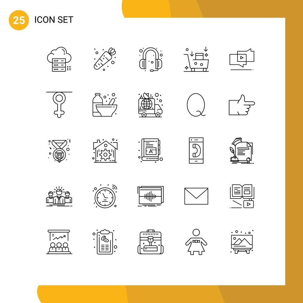 Line Pack of 25 Universal Symbols of viral emailing communications email marketing email advertising Editable Vector Design Elements