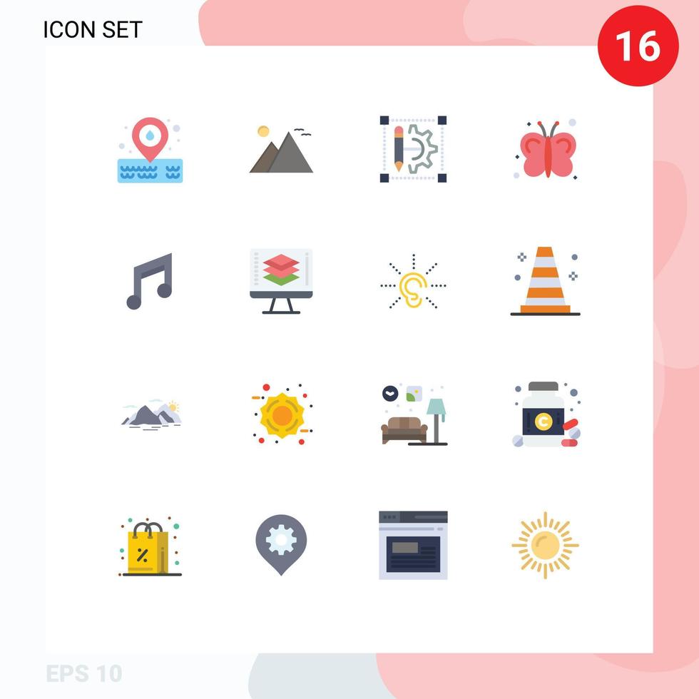 16 Universal Flat Colors Set for Web and Mobile Applications app insects pencil fly setting Editable Pack of Creative Vector Design Elements