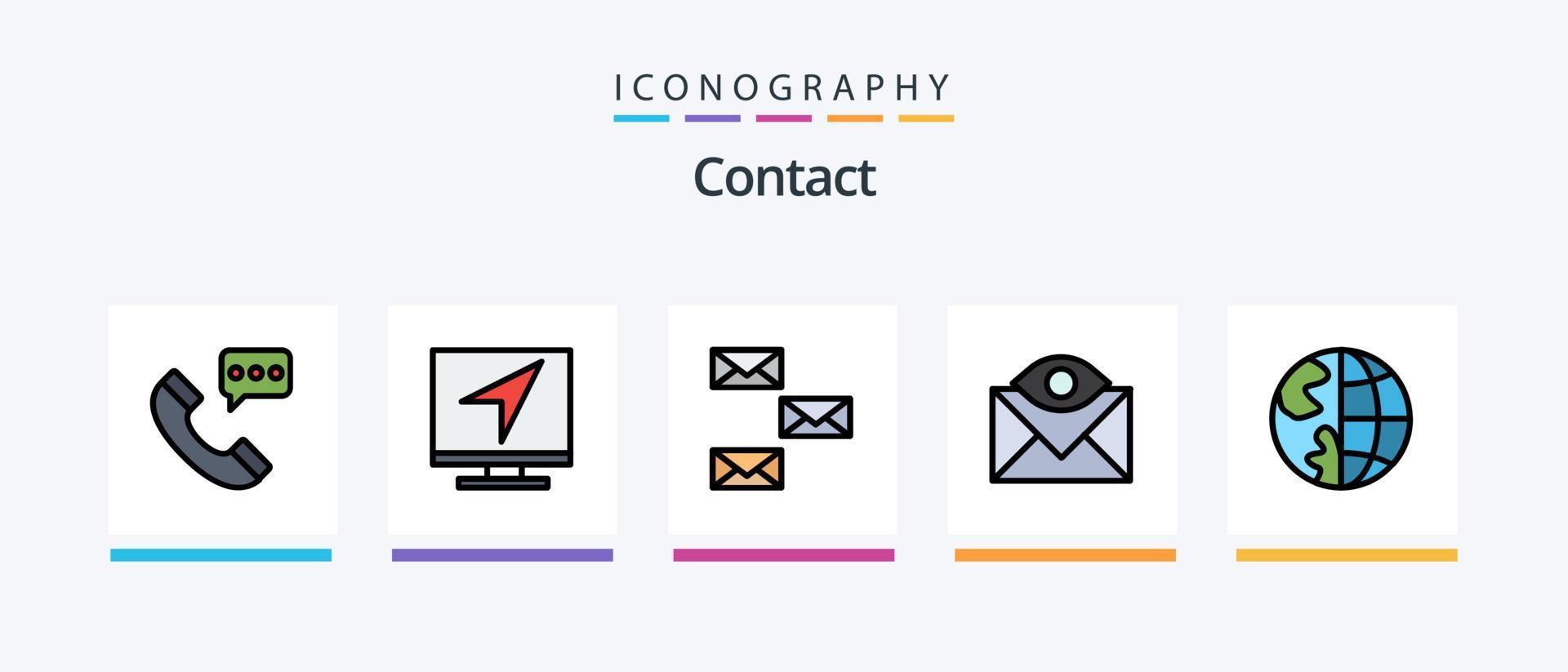 Contact Line Filled 5 Icon Pack Including email. communication. message. envelope. contact us. Creative Icons Design vector