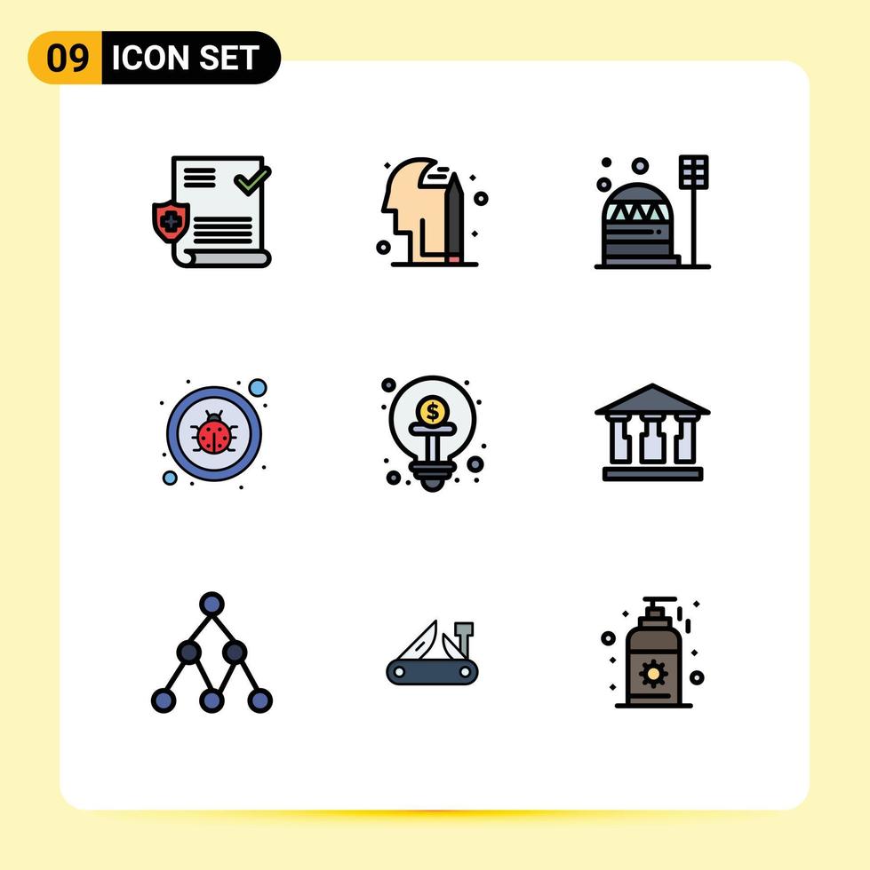 9 Creative Icons Modern Signs and Symbols of crowd funding virus colony repair bug Editable Vector Design Elements