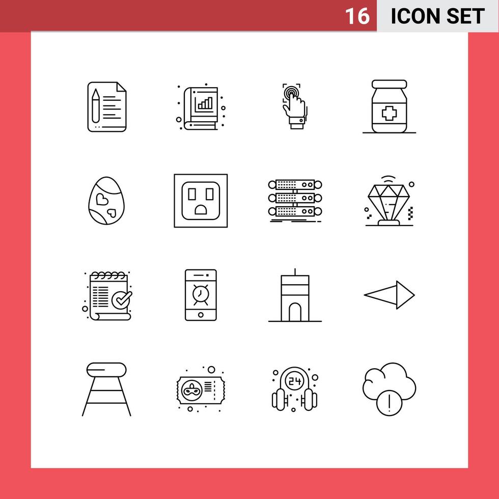 Mobile Interface Outline Set of 16 Pictograms of tablets antidote stat scanning scan Editable Vector Design Elements