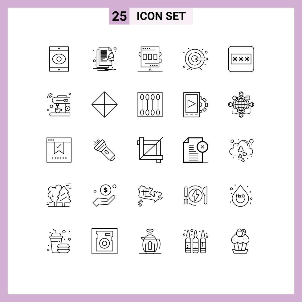 Set of 25 Vector Lines on Grid for password field athletics target creative Editable Vector Design Elements