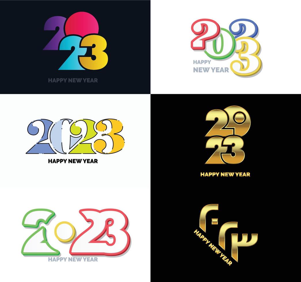 Big Collection of 2023 Happy New Year symbols Cover of business diary for 2023 with wishes vector