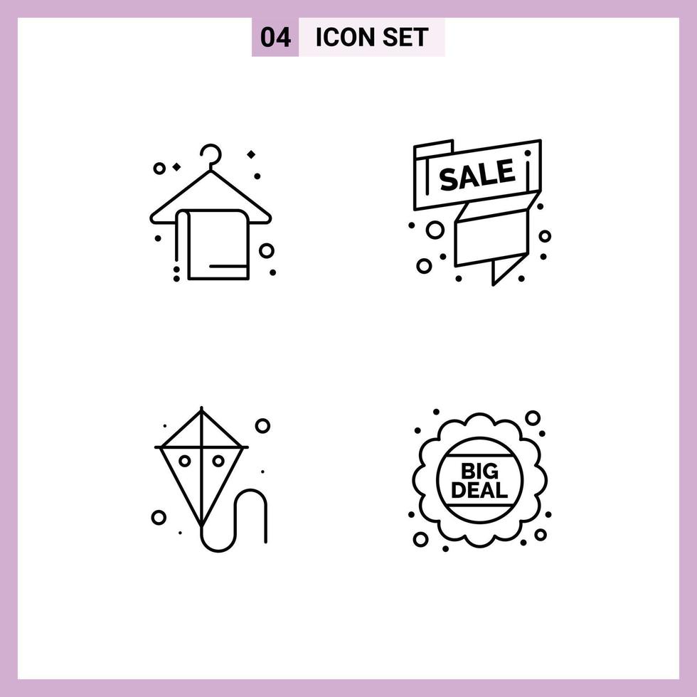 Line Pack of 4 Universal Symbols of beach easter summer sale label spring Editable Vector Design Elements