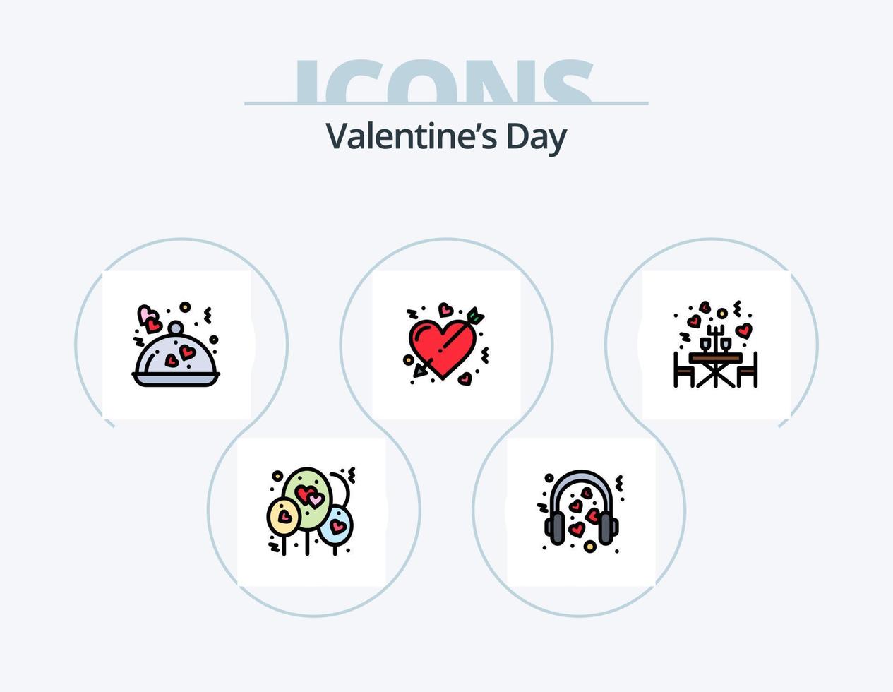 Valentines Day Line Filled Icon Pack 5 Icon Design. travel. passport. romance. honeymoon. heart vector