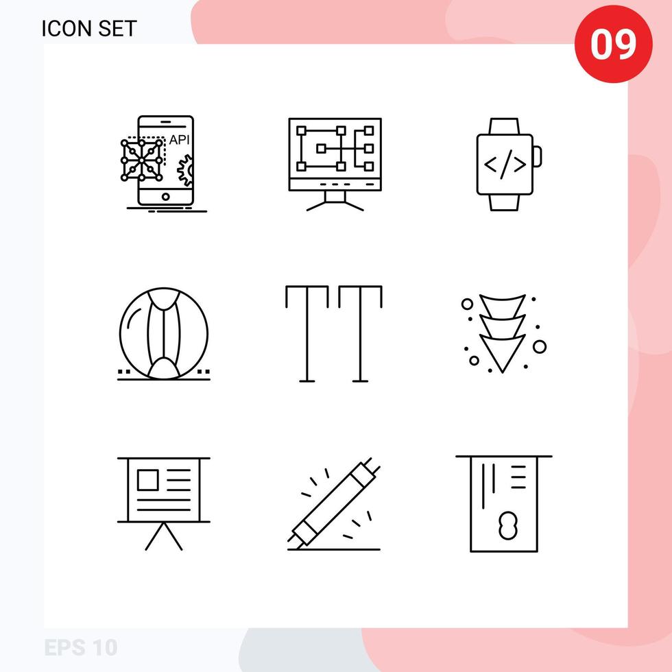 Outline Pack of 9 Universal Symbols of caps summer watch sea beach Editable Vector Design Elements