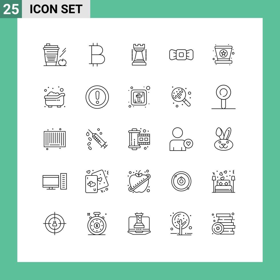 25 Creative Icons Modern Signs and Symbols of hat tie entertainment hipster bow Editable Vector Design Elements