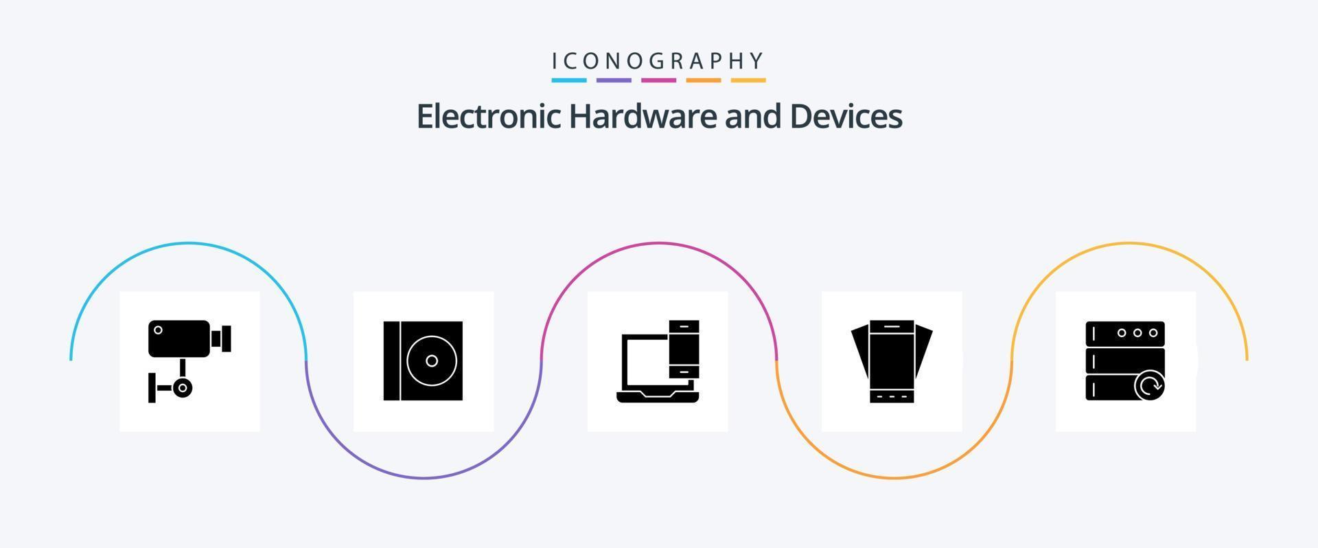 Devices Glyph 5 Icon Pack Including tilt. phone. computer. mobile. phone vector