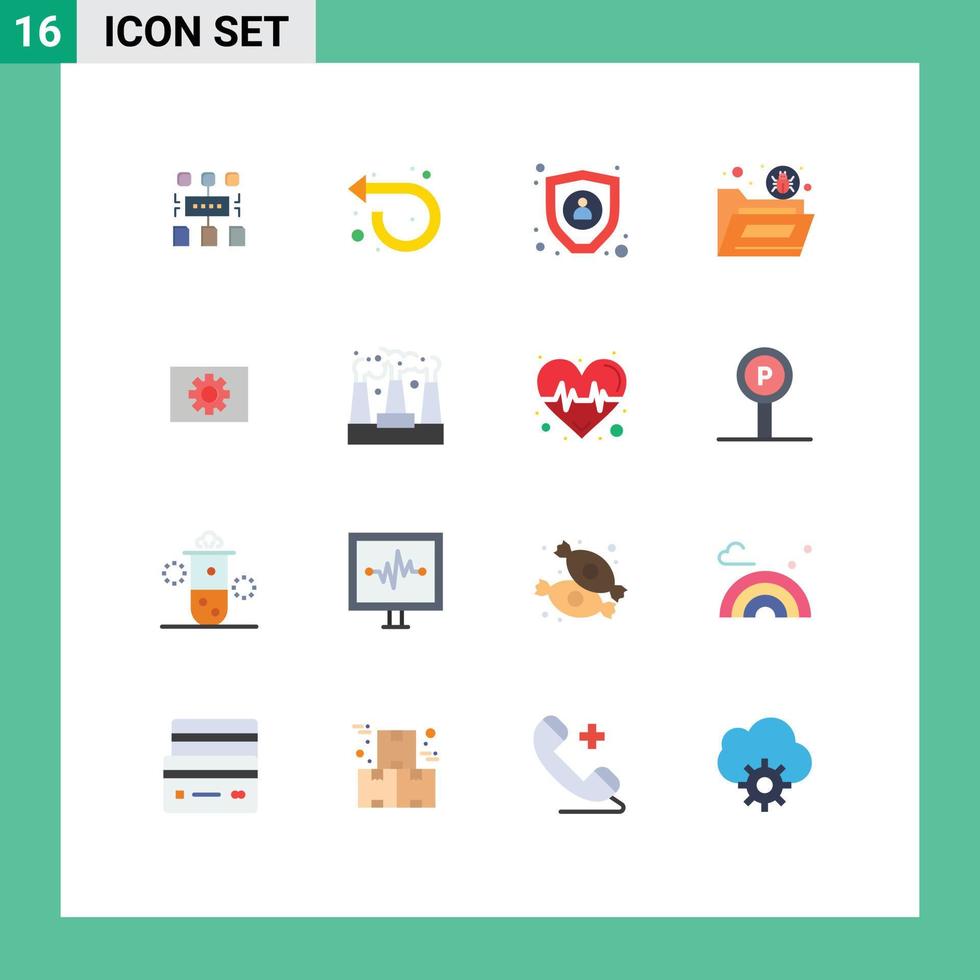 Modern Set of 16 Flat Colors and symbols such as hardware virus data security file Editable Pack of Creative Vector Design Elements