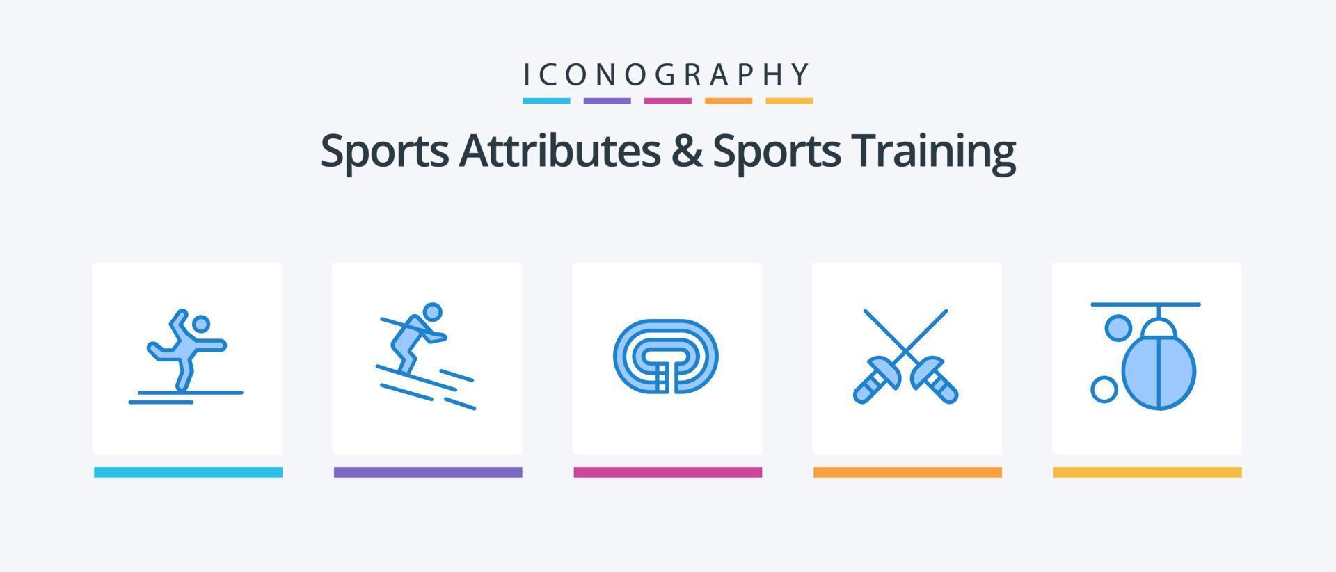 Sports Atributes And Sports Training Blue 5 Icon Pack Including boxing. bag. running. sport. fencing. Creative Icons Design vector