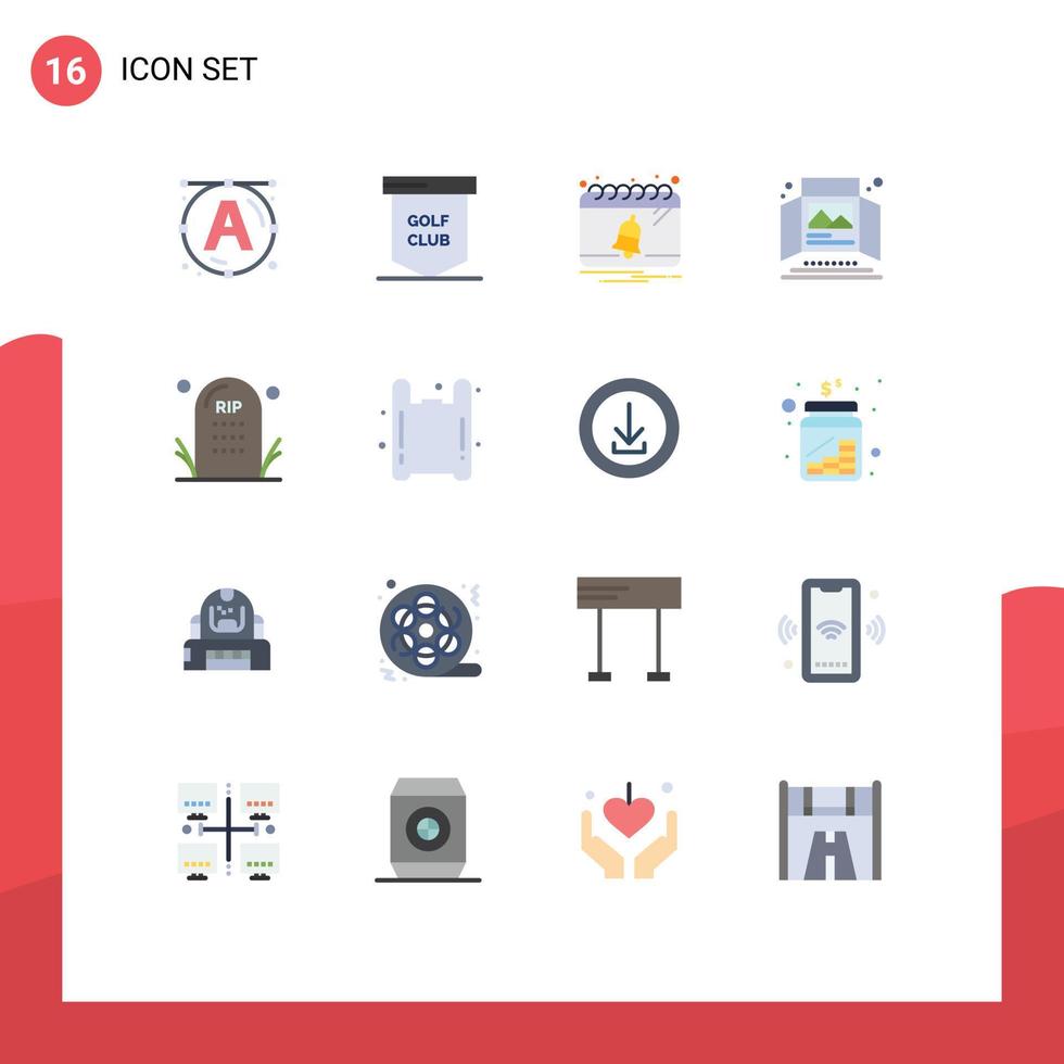 conjunto de 16 iconos de interfaz de usuario modernos signos de símbolos para anuncio de impresión de cementerio anuncio de impresión de campana paquete editable de elementos creativos de diseño de vectores