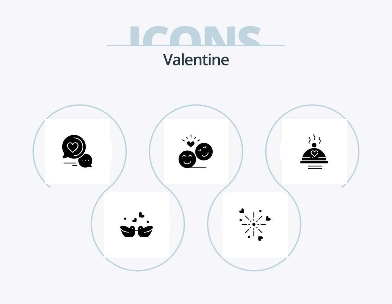 paquete de iconos de glifos de san valentín 5 diseño de iconos. mensaje. amar. fuegos artificiales. día. enamorado vector