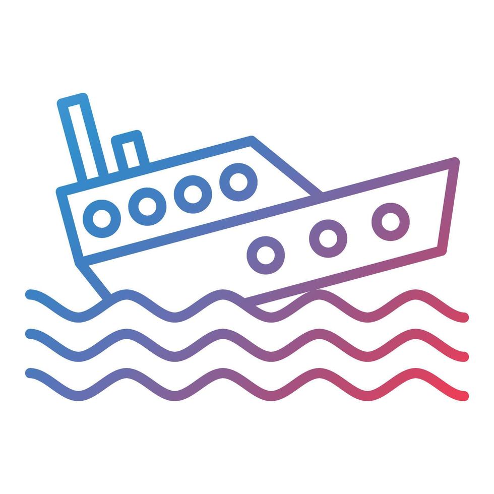 Boat Sink Line Gradient Icon vector