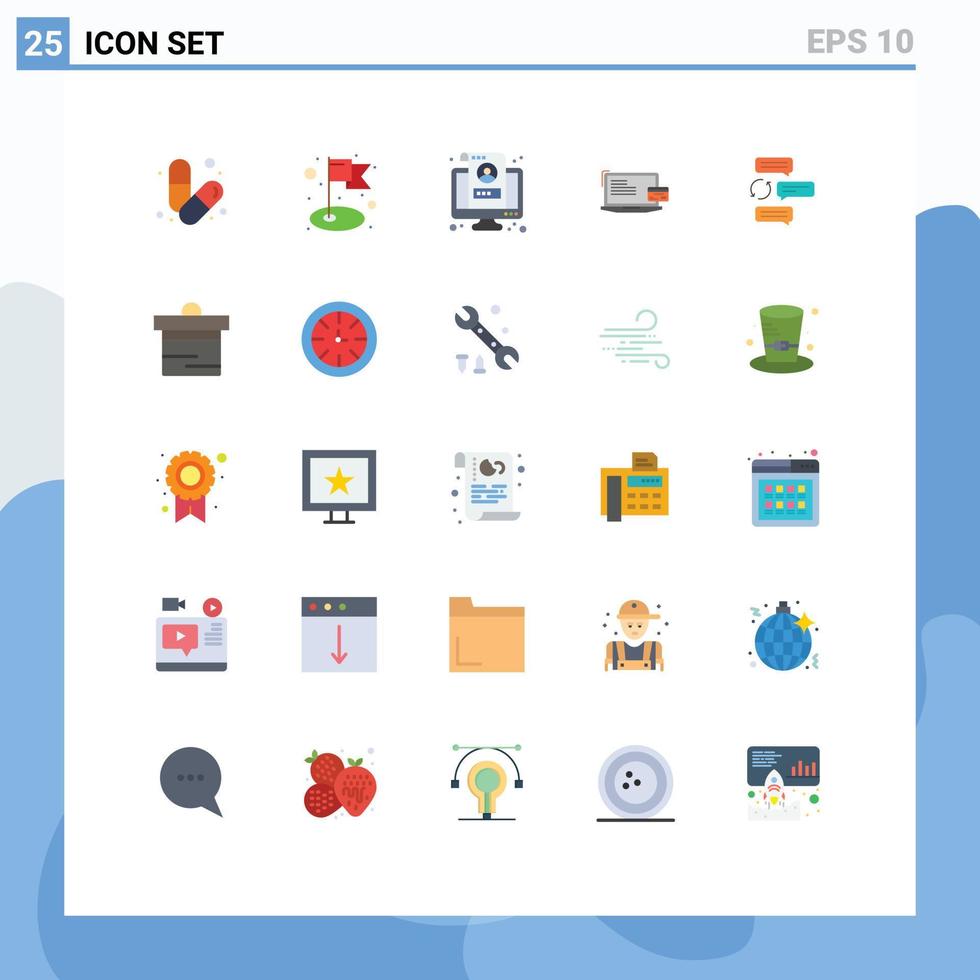 Set of 25 Modern UI Icons Symbols Signs for online payment computer account business profile Editable Vector Design Elements