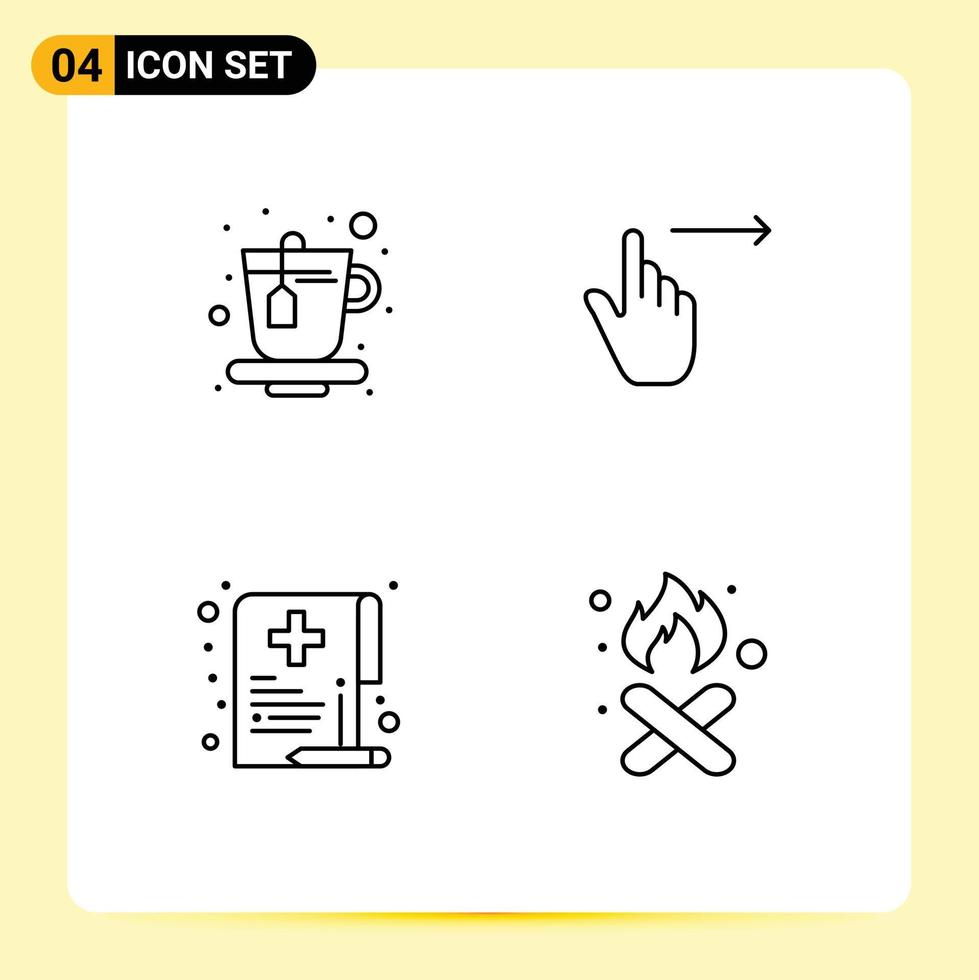 Universal Icon Symbols Group of 4 Modern Filledline Flat Colors of cup health finger slide medical Editable Vector Design Elements