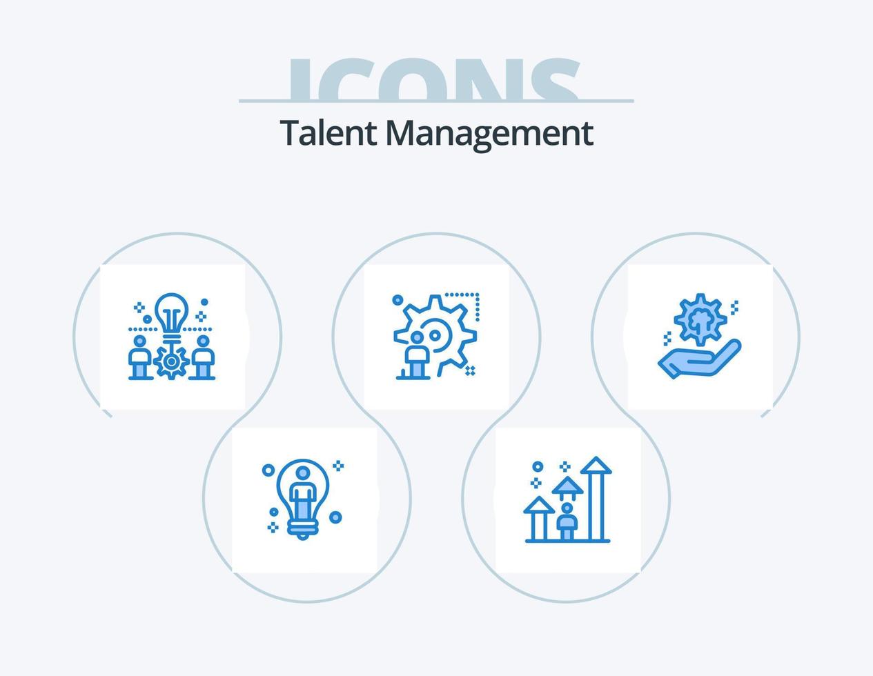Talent Management Blue Icon Pack 5 Icon Design. configuration. setting. progress. setting. idea vector